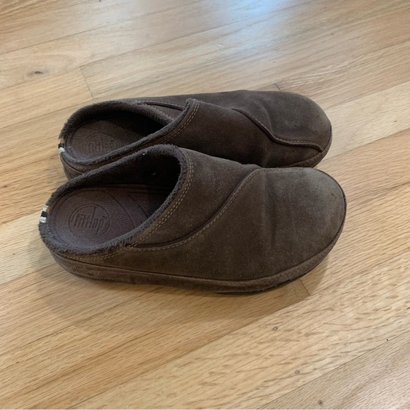 FitFlop Gogh Suede Slip Ons Clogs Shoes Brown Leather Comfort Slide Women’s 6 - Picture 3 of 10